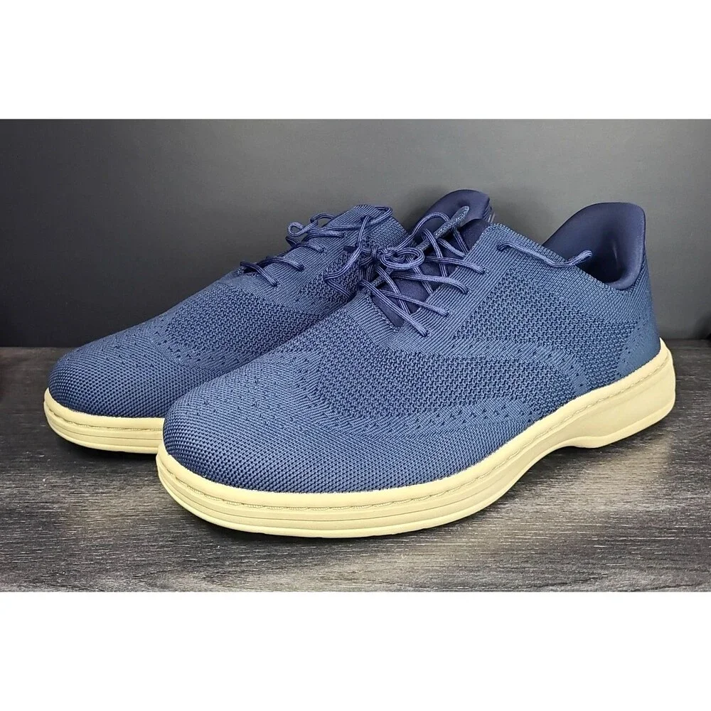 ORTHOFEET Orthopedic Rex Hands Free Wingtip Shoe 469 Men Size 11 2E Navy Blue